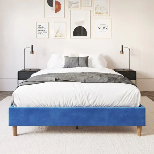 Velvet Blue Bed Frame – Single - Mekamart Australia