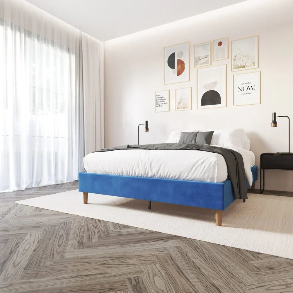 Velvet Blue Bed Frame – Single - Mekamart Australia