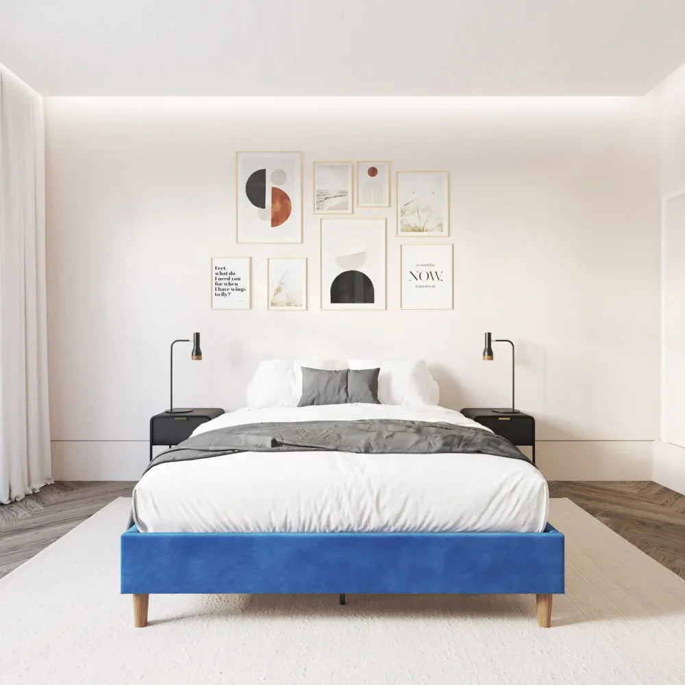 Velvet Blue Bed Frame – Single - Mekamart Australia