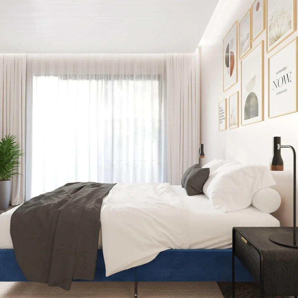 Velvet Blue Bed Frame – Single - Mekamart Australia