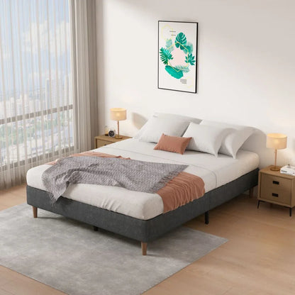 Bed Frame Mattress Foundation (Dark Grey) – Queen - Mekamart Australia