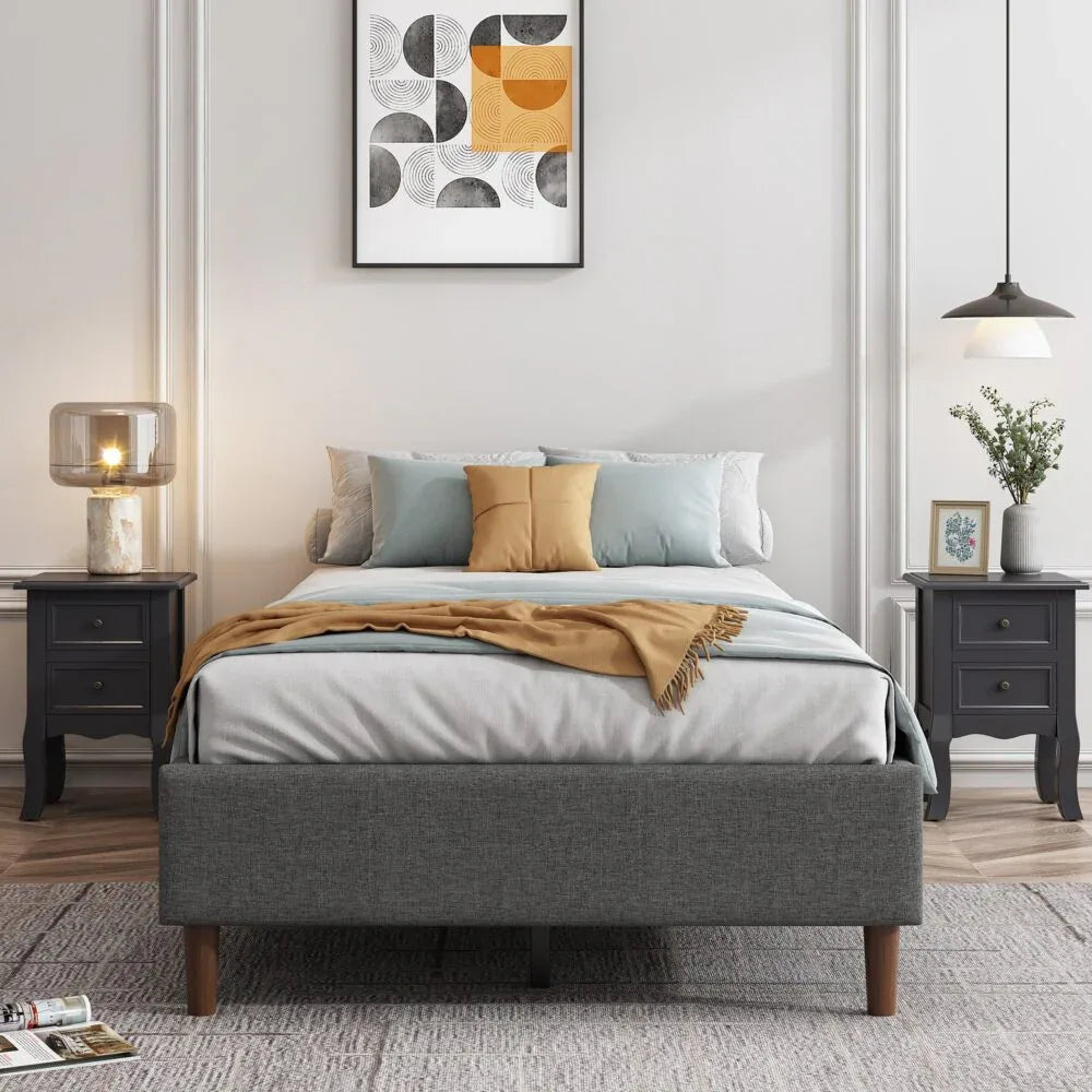 Bed Frame Mattress Foundation (Dark Grey) – Queen - Mekamart Australia