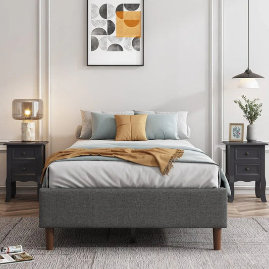 Bed Frame Mattress Foundation (Dark Grey) – Queen - Mekamart Australia