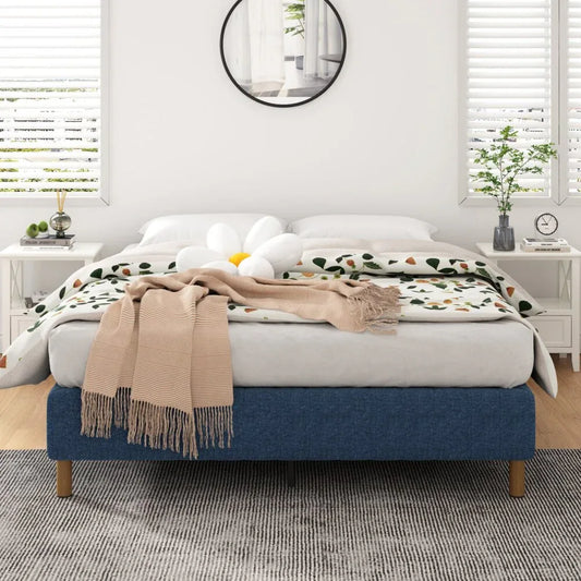 Metal Bed Frame Mattress Foundation Blue – Double - Mekamart Australia