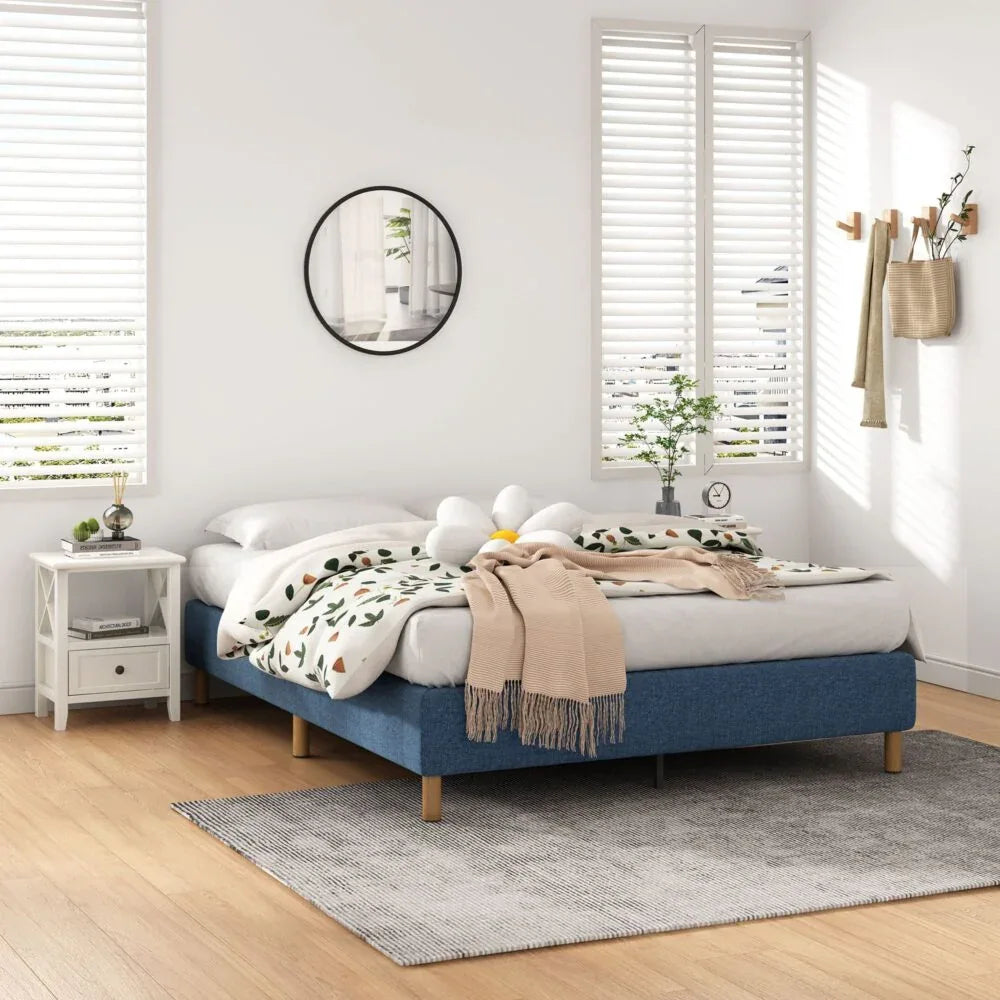 Metal Bed Frame Mattress Foundation Blue – Double - Mekamart Australia