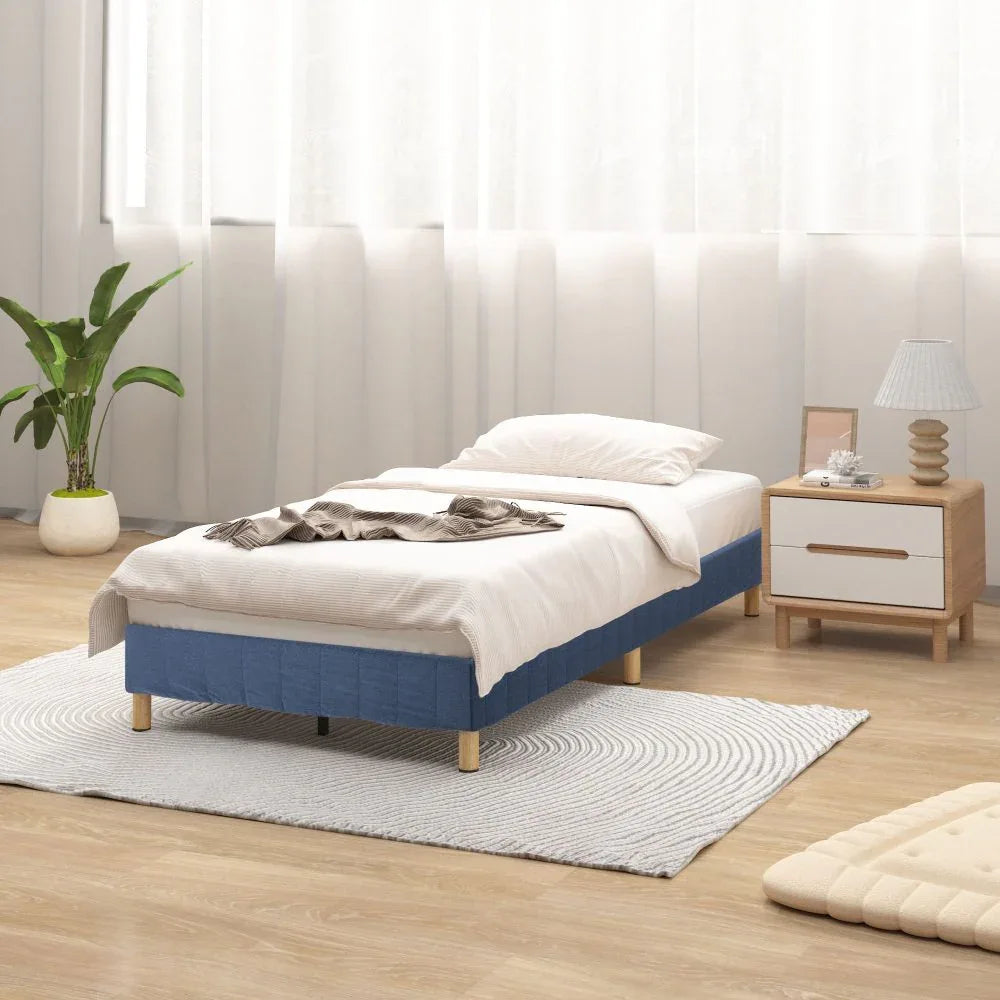 Metal Bed Frame Mattress Foundation Blue – Queen - Mekamart Australia