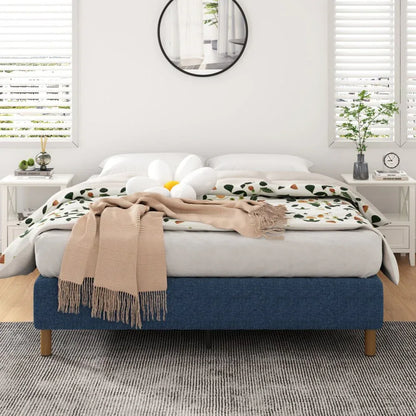 Metal Bed Frame Mattress Foundation Blue – Queen - Mekamart Australia