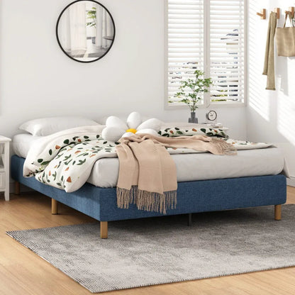 Metal Bed Frame Mattress Foundation Blue – Queen - Mekamart Australia