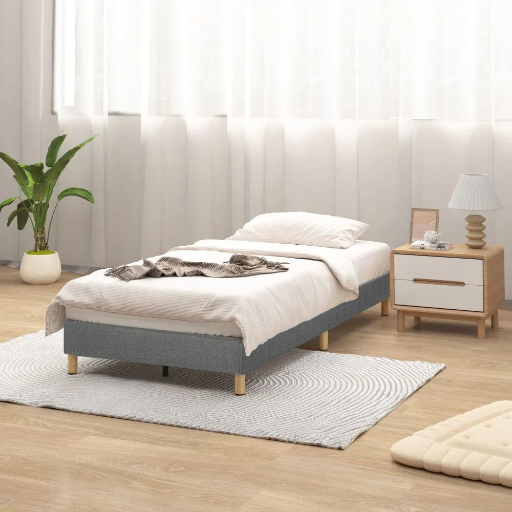 Metal Bedframe Mattress Foundation (Dark Grey) – King - Mekamart Australia