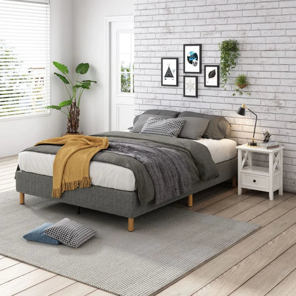 Metal Bedframe Mattress Foundation (Dark Grey) – King - Mekamart Australia