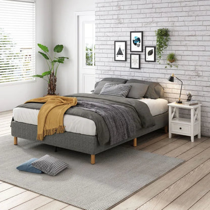 Metal Bedframe Mattress Foundation (Dark Grey) – King - Mekamart Australia