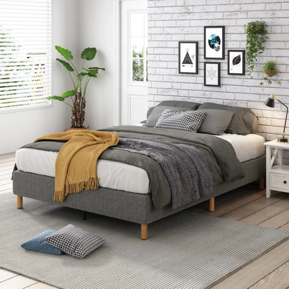 Metal Bedframe Mattress Foundation (Dark Grey) – King - Mekamart Australia