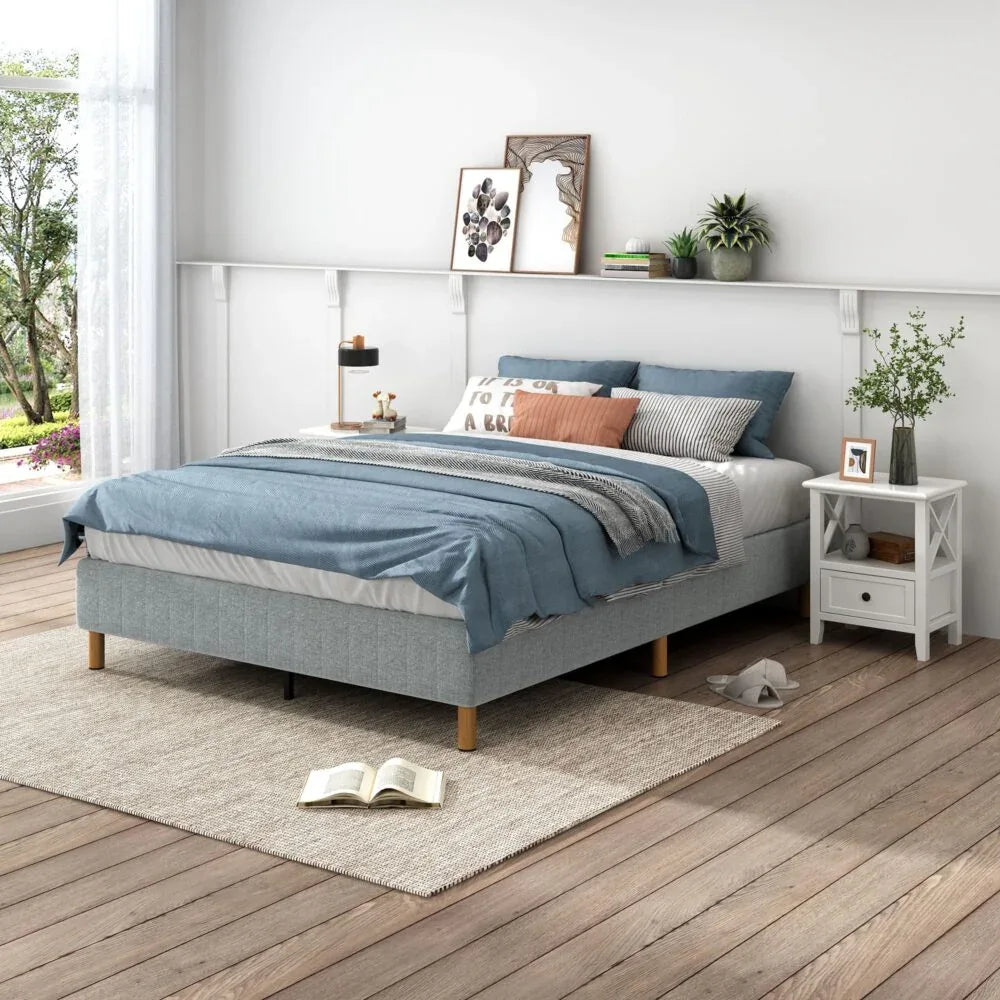 Metal Bedframe Mattress Foundation (Light Grey) – Single - Mekamart Australia