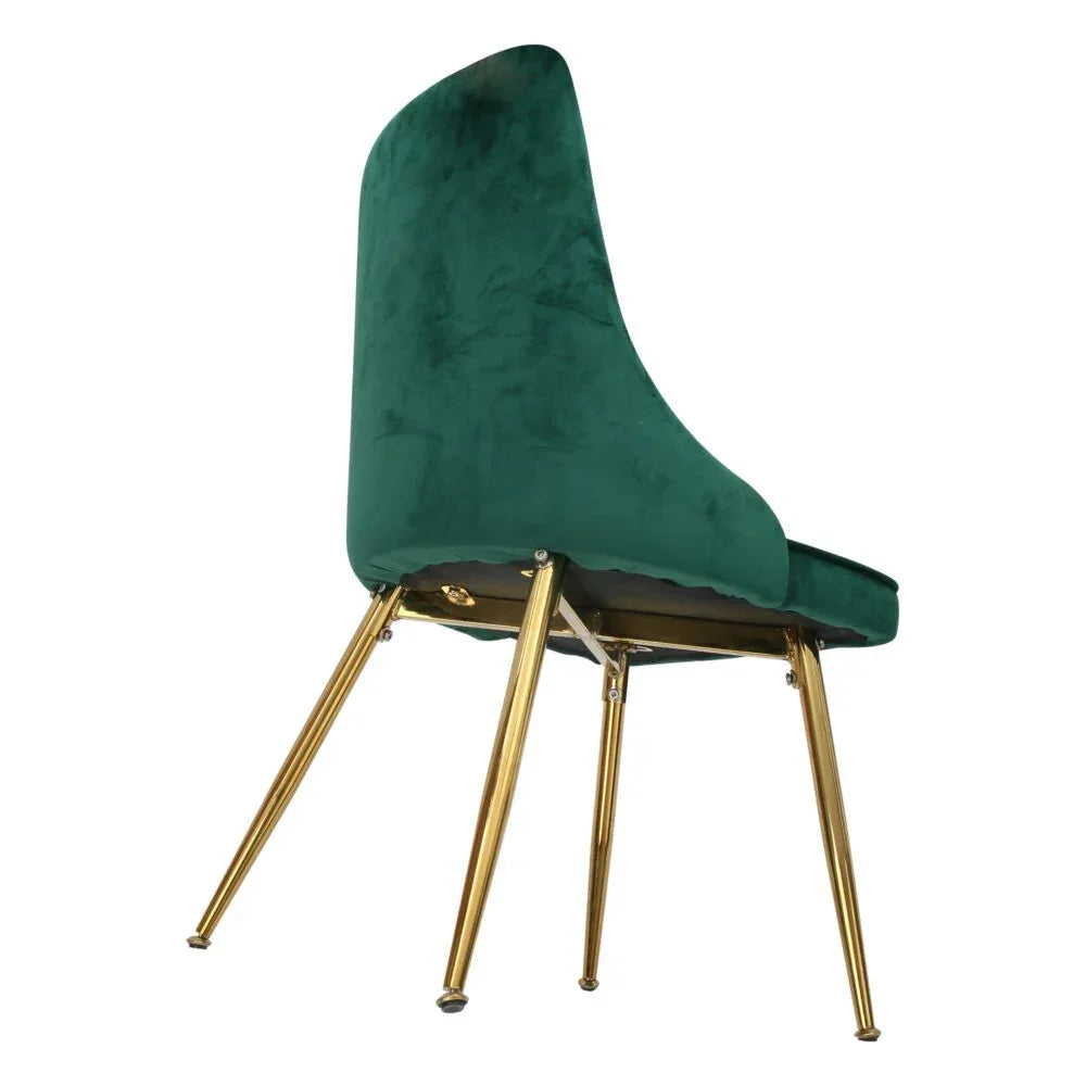 Viva Forever Set of 2 Green Velvet Dining Chairs-Art Deco Design with Gold Metal Legs - Mekamart Australia