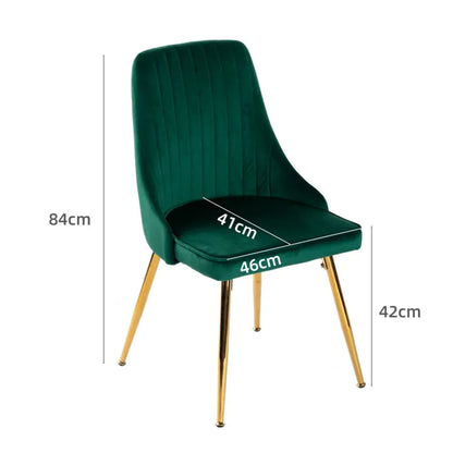 Viva Forever Set of 2 Green Velvet Dining Chairs-Art Deco Design with Gold Metal Legs - Mekamart Australia