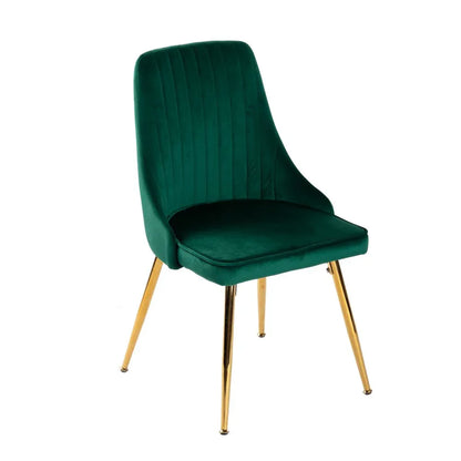 Viva Forever Set of 2 Green Velvet Dining Chairs-Art Deco Design with Gold Metal Legs - Mekamart Australia