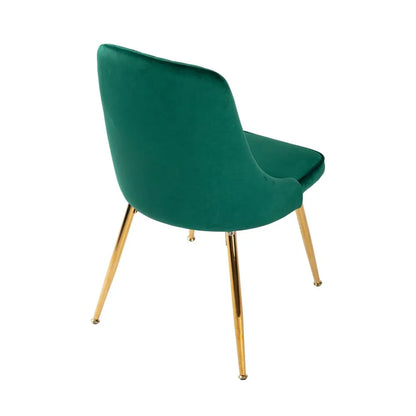 Viva Forever Set of 2 Green Velvet Dining Chairs-Art Deco Design with Gold Metal Legs - Mekamart Australia