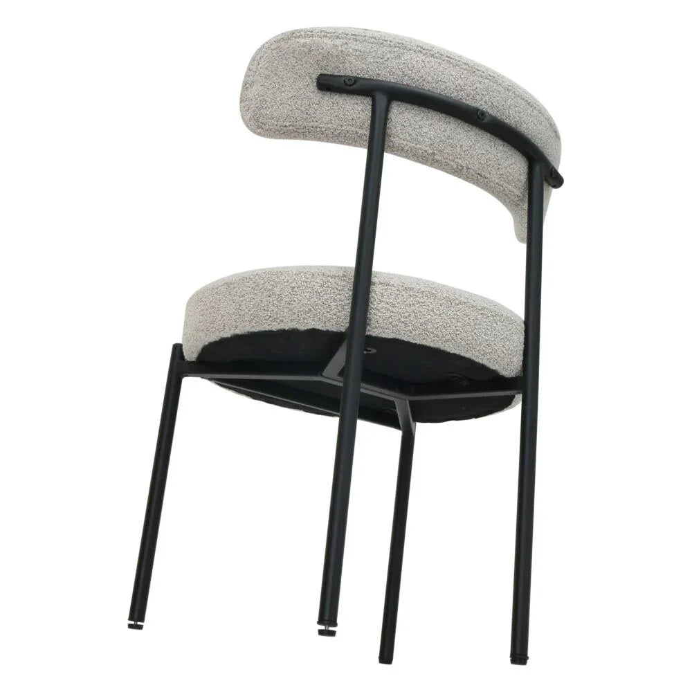 Luxe Boucle Cushioned Elsa Dining Chairs in White Quartz - Mekamart Australia