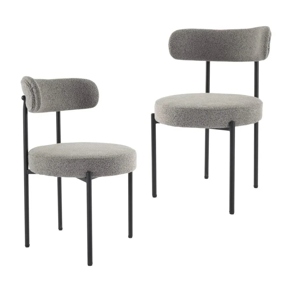 Plush Boucle Cushioned Elsa Dining Chairs in Slate Grey - Mekamart Australia