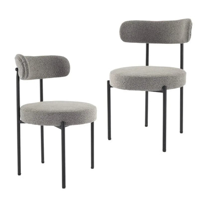 Plush Boucle Cushioned Elsa Dining Chairs in Slate Grey - Mekamart Australia