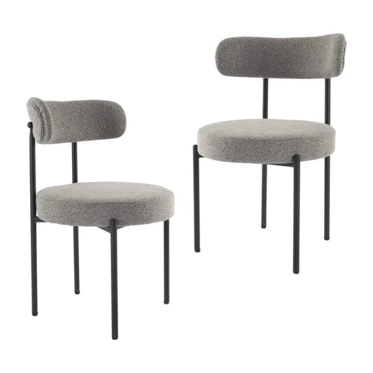 Plush Boucle Cushioned Elsa Dining Chairs in Slate Grey - Mekamart Australia