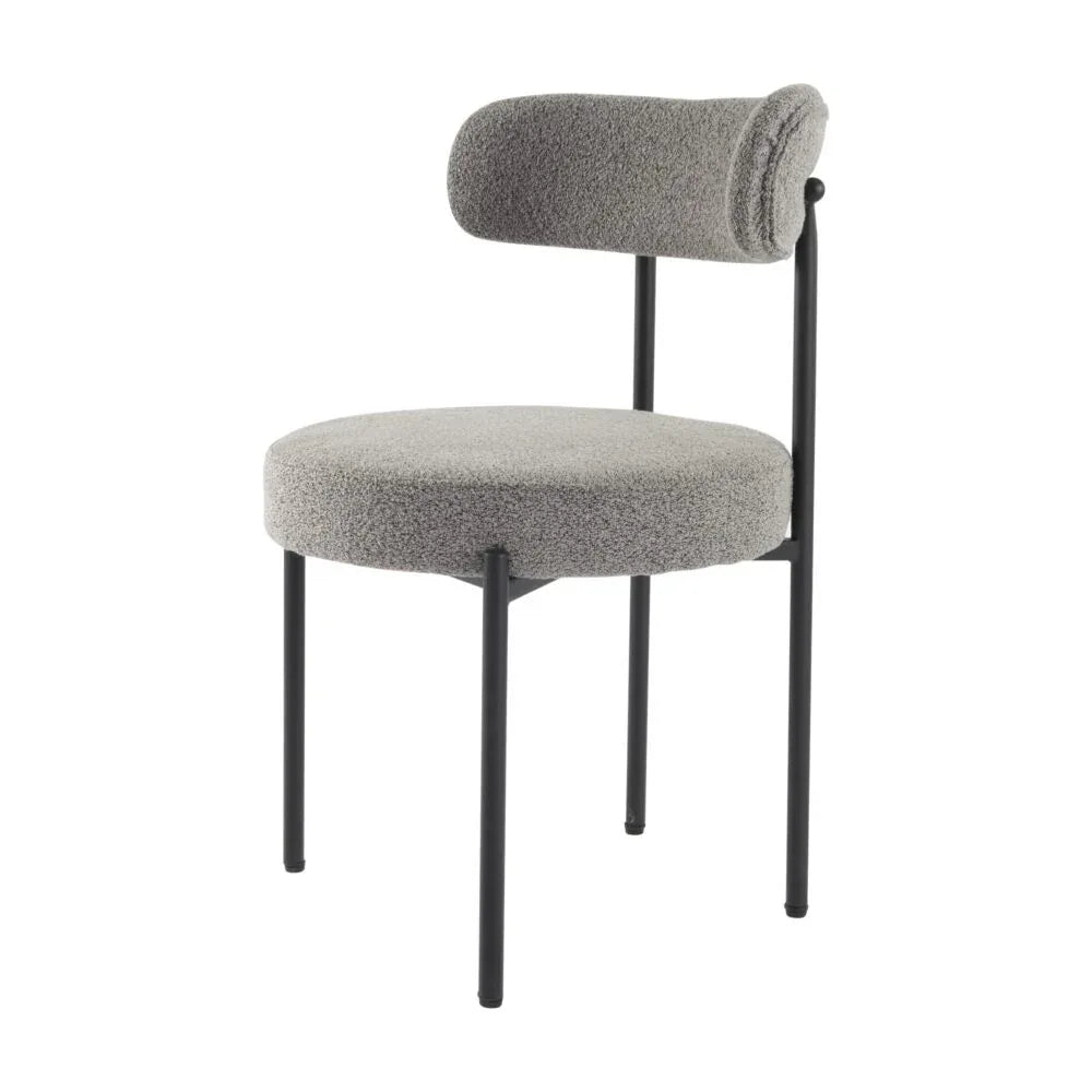 Plush Boucle Cushioned Elsa Dining Chairs in Slate Grey - Mekamart Australia