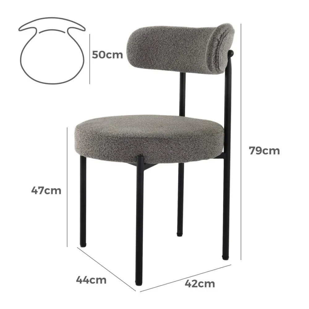 Plush Boucle Cushioned Elsa Dining Chairs in Slate Grey - Mekamart Australia