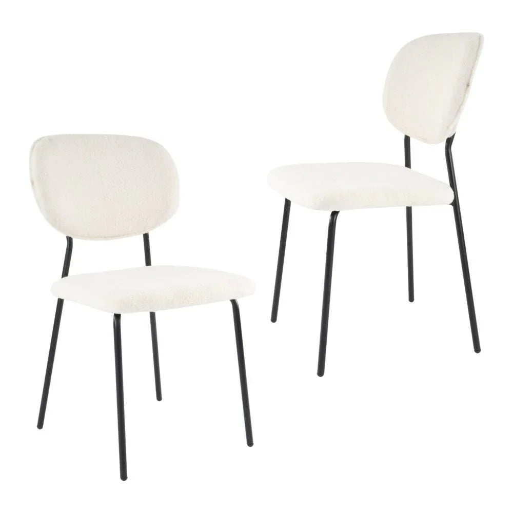 White Whisper Teddy Fabric Dining Duo - Mekamart Australia