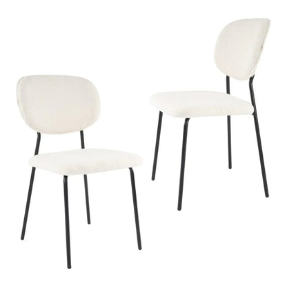 White Whisper Teddy Fabric Dining Duo - Mekamart Australia