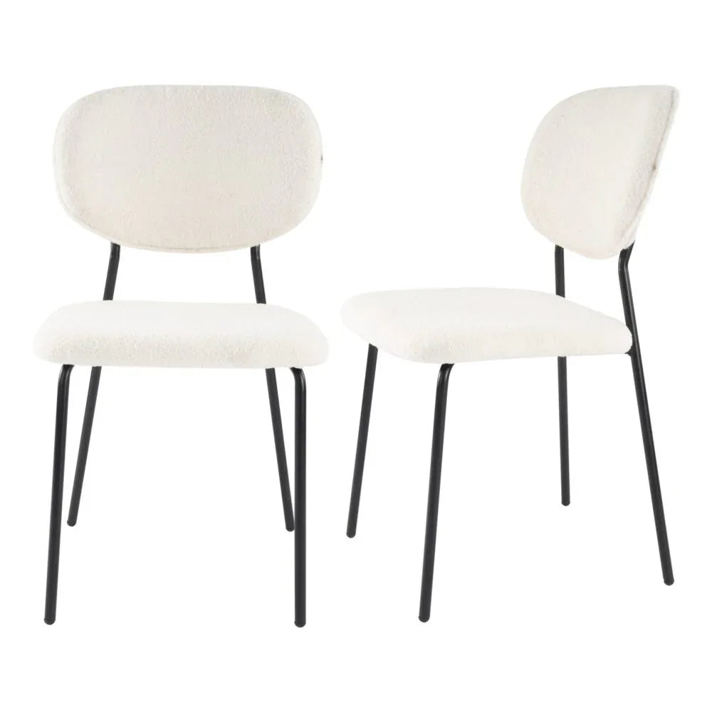 White Whisper Teddy Fabric Dining Duo - Mekamart Australia