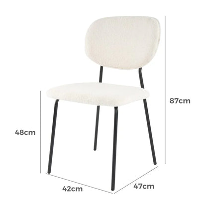 White Whisper Teddy Fabric Dining Duo - Mekamart Australia