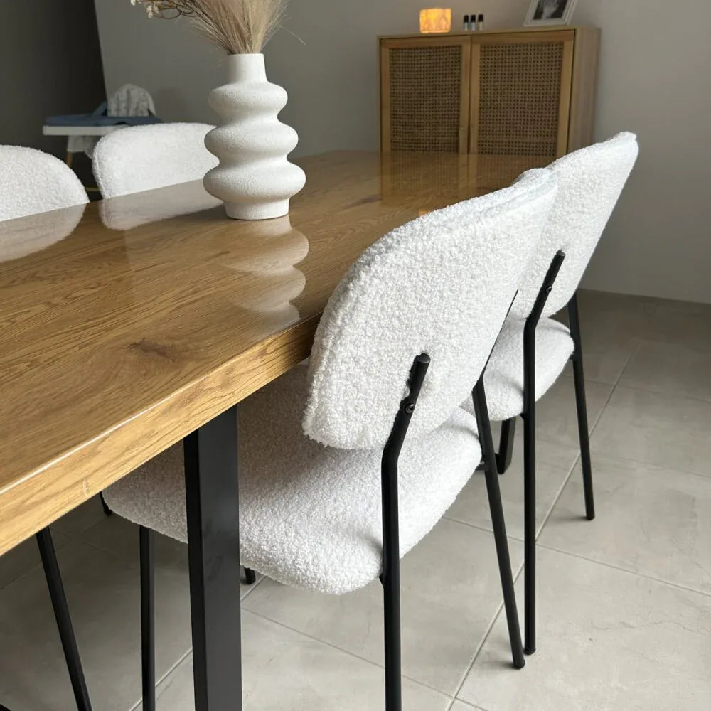 White Whisper Teddy Fabric Dining Duo - Mekamart Australia