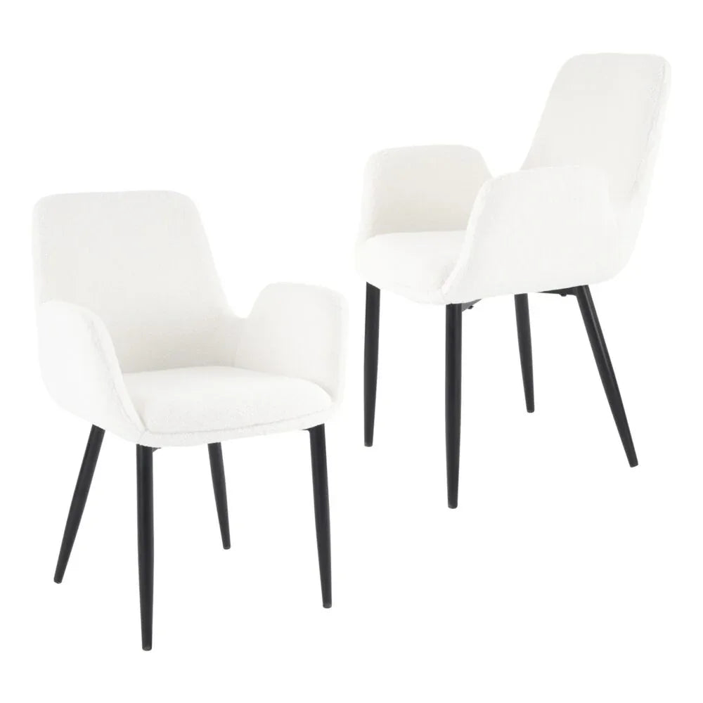 Boucle – teddy Sherpa Fabric Bliss Armrest Dining Chair Ensemble - Mekamart Australia