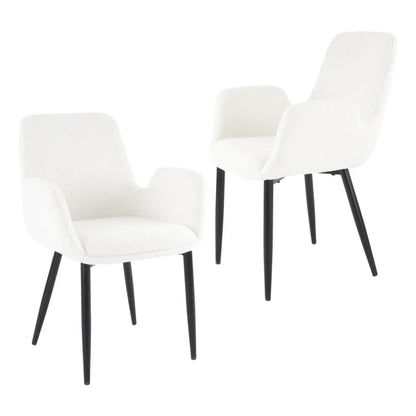 Boucle – teddy Sherpa Fabric Bliss Armrest Dining Chair Ensemble - Mekamart Australia