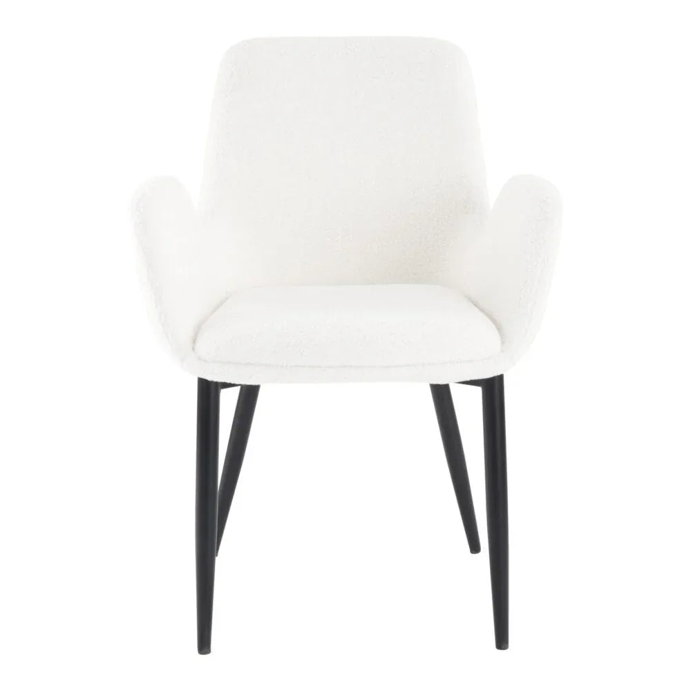 Boucle – teddy Sherpa Fabric Bliss Armrest Dining Chair Ensemble - Mekamart Australia