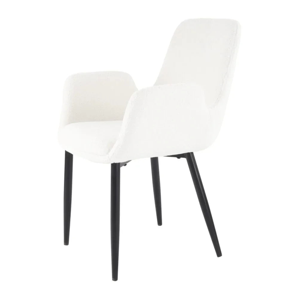 Boucle – teddy Sherpa Fabric Bliss Armrest Dining Chair Ensemble - Mekamart Australia