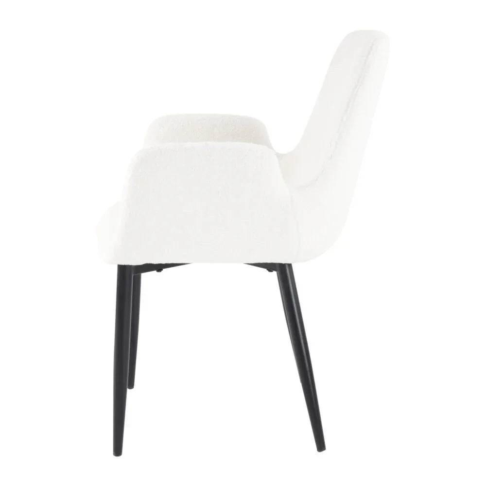 Boucle – teddy Sherpa Fabric Bliss Armrest Dining Chair Ensemble - Mekamart Australia
