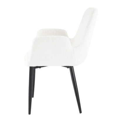 Boucle – teddy Sherpa Fabric Bliss Armrest Dining Chair Ensemble - Mekamart Australia