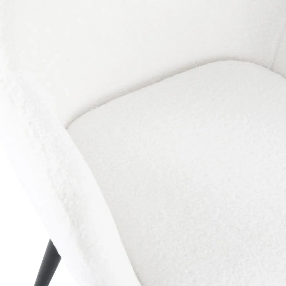 Boucle – teddy Sherpa Fabric Bliss Armrest Dining Chair Ensemble - Mekamart Australia