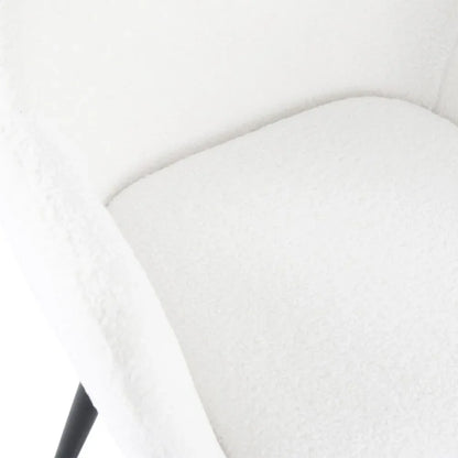 Boucle – teddy Sherpa Fabric Bliss Armrest Dining Chair Ensemble - Mekamart Australia