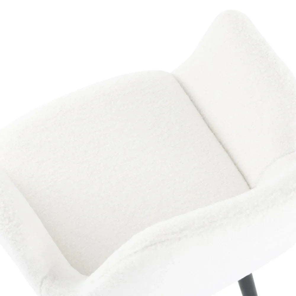 Boucle – teddy Sherpa Fabric Bliss Armrest Dining Chair Ensemble - Mekamart Australia