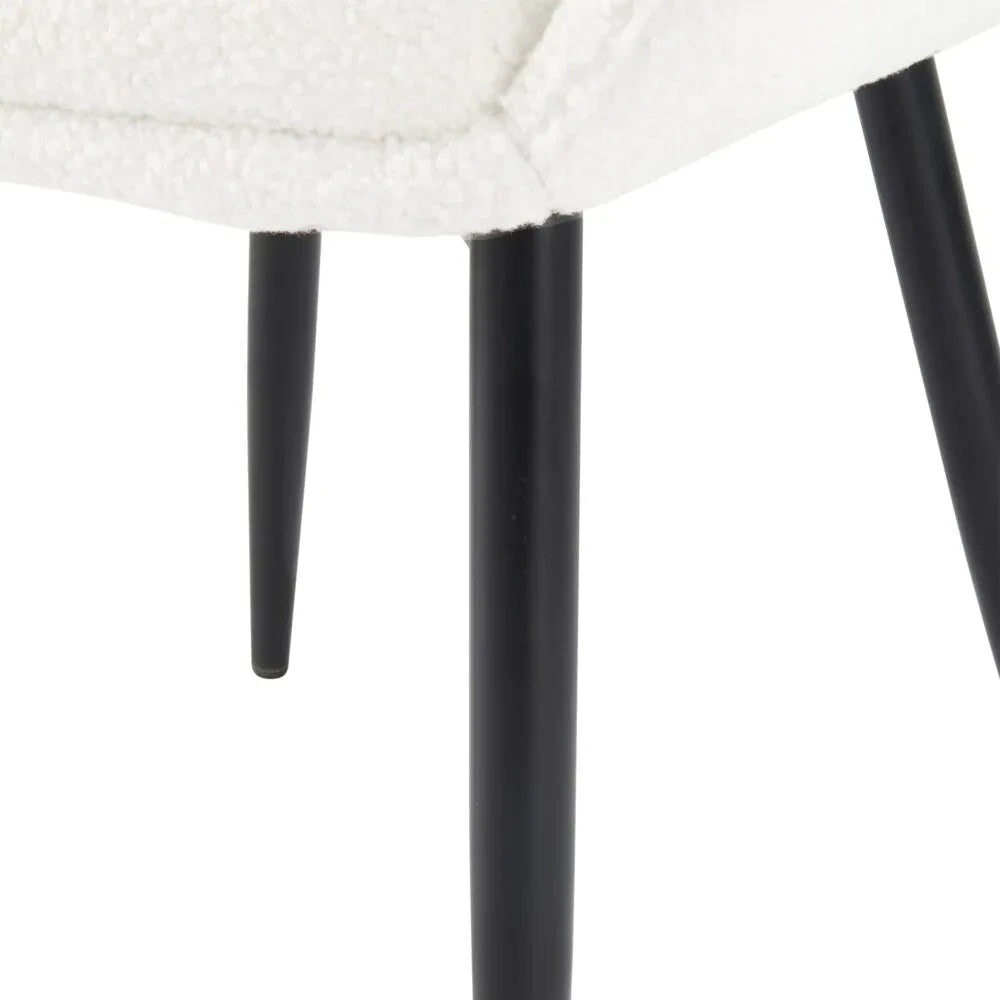 Boucle – teddy Sherpa Fabric Bliss Armrest Dining Chair Ensemble - Mekamart Australia