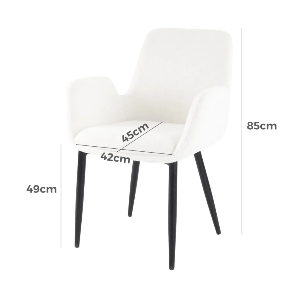 Boucle – teddy Sherpa Fabric Bliss Armrest Dining Chair Ensemble - Mekamart Australia