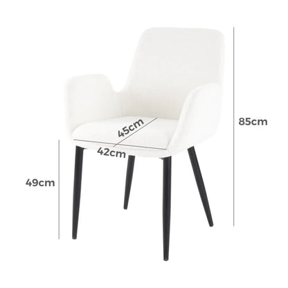 Boucle – teddy Sherpa Fabric Bliss Armrest Dining Chair Ensemble - Mekamart Australia