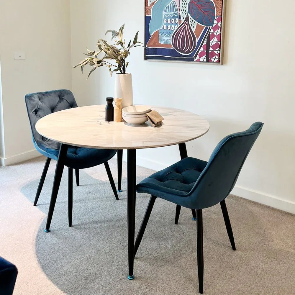 Round MDF Marbling Dining Table - Mekamart Australia