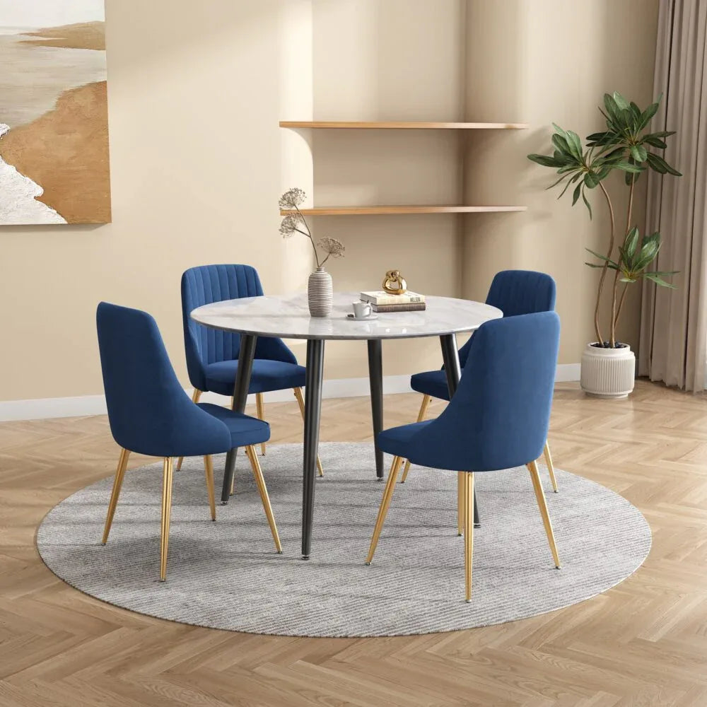 Round MDF Marbling Dining Table - Mekamart Australia