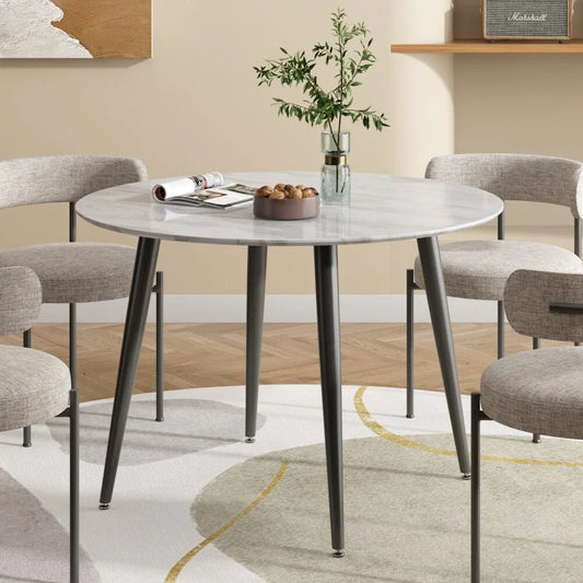 Round MDF Marbling Dining Table - Mekamart Australia