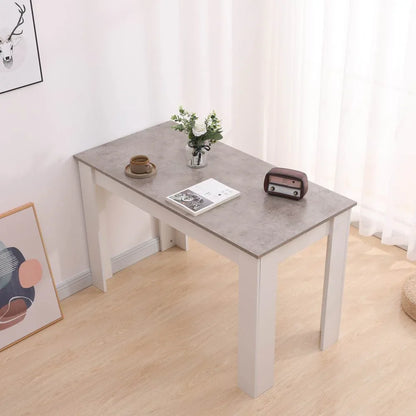 Grey Rectangular Dining Table with 4x Green Velvet Chairs - Mekamart Australia