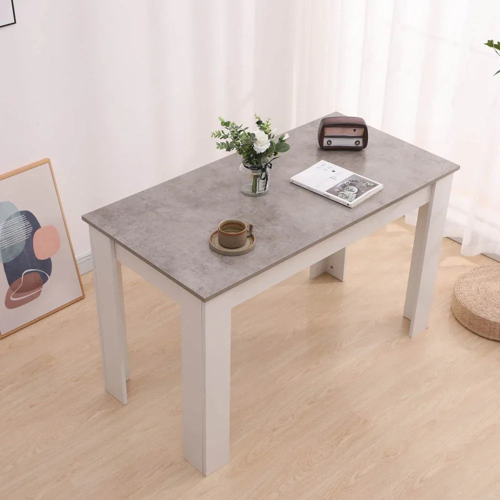 Grey Rectangular Dining Table with 4x Green Velvet Chairs - Mekamart Australia