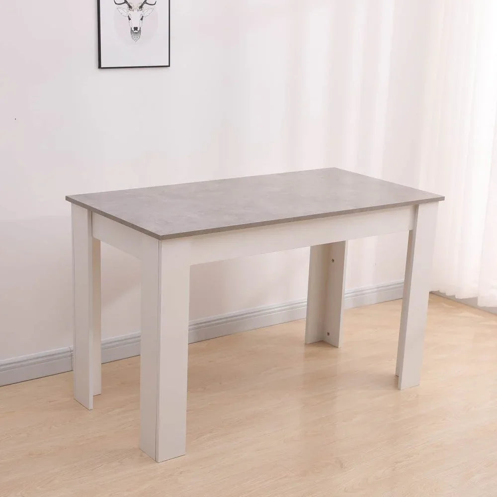 Grey Rectangular Dining Table with 4x Green Velvet Chairs - Mekamart Australia